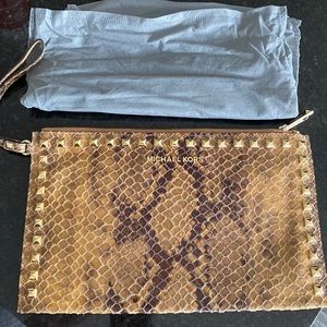 MICHAEL KORS - Gold studded python leather clutch